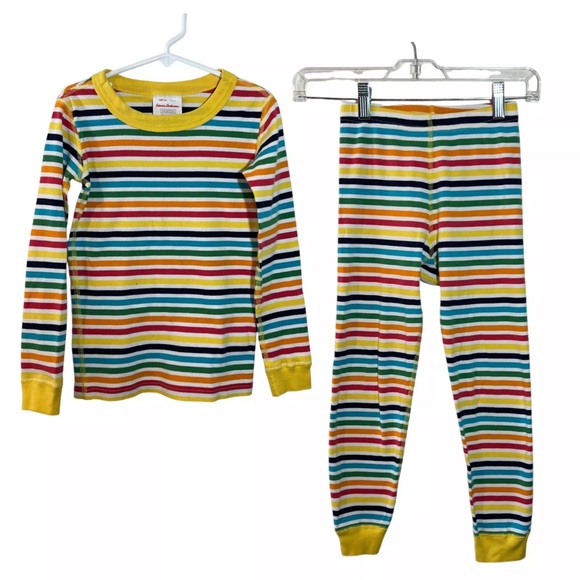 Hanna Andersson Other - Hanna Andersson Girls Rainbow Striped Pajama Set 6-7 Long Sleeve Pants Knit